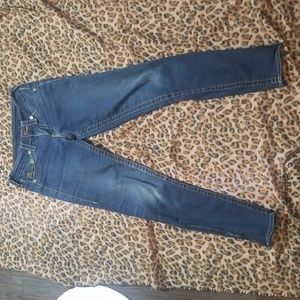 True Religion 27 skinny stretch jeans. Low rise. Ankle Zipper detail